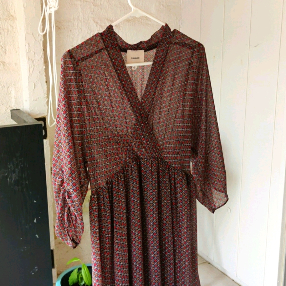 Empire Dress (above waist)navy and terracotta